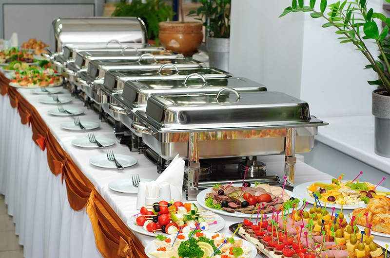 Catering table with fresh food