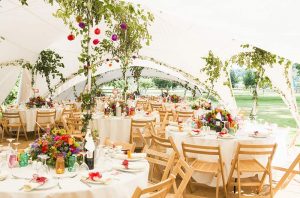 Beautiful outdoor wedding with flower decorations